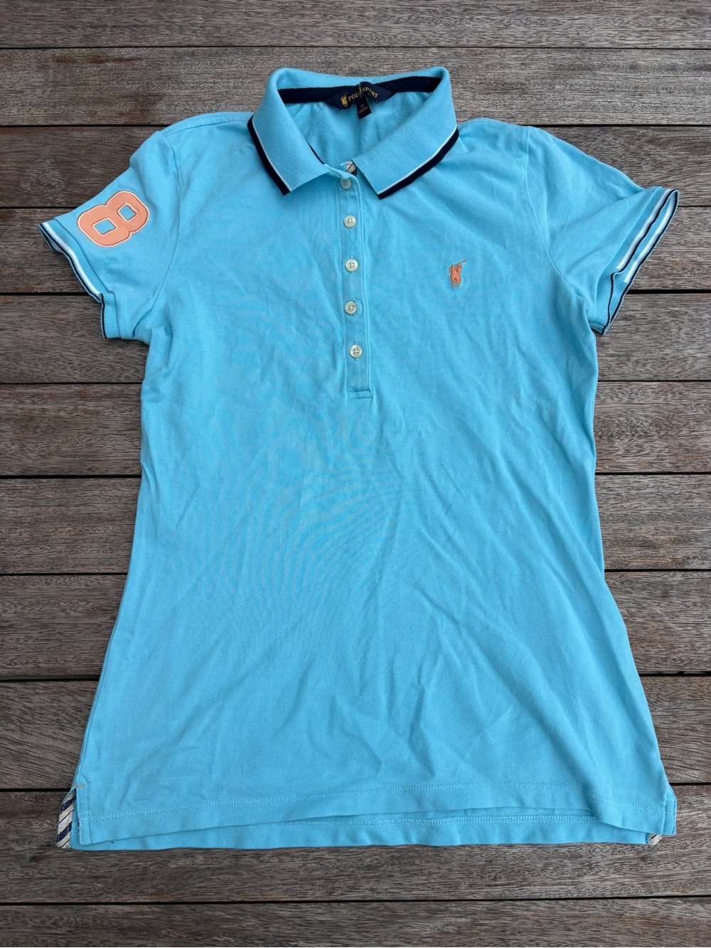 Polo Sport Womens Short Sleeve 5-Button Collared Skinny Polo Size Medium